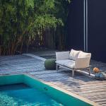 Reduzierte Taupefarbene Moderne Gartensofas & Outdoor Sofas mit Armlehne Breite 100-150cm, Höhe 50-100cm, Tiefe 50-100cm 2 Personen 