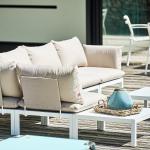 Reduzierte Taupefarbene Moderne Lounge Gartenmöbel & Loungemöbel Outdoor aus Aluminium mit Armlehne Breite 100-150cm, Höhe 50-100cm, Tiefe 50-100cm 2 Personen 