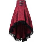 Reduzierte Rote Gothic Lederröcke mit Rüschen mit Reißverschluss aus Leder für Damen Größe M 