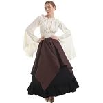 Braune Mittelalterkleider mit Volants aus Chiffon für Damen Größe XL 