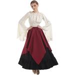 Rote Mittelalterkleider mit Volants aus Chiffon für Damen Größe XL 
