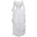 Fiamll Viktorianisches Kleid Mittelalter Kleidung Baumwolle Nightgown Ladies Medieval Renaissance Kostüm (Weiß S/M)