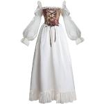 Weiße Bestickte Maxi Schulterfreie Barock-Kostüme aus Satin für Damen Größe M 