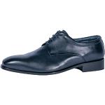 Dunkelblaue Business Derby Schuhe mit Schnürsenkel aus Leder für Herren Größe 47 