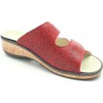 Rote Fidelio Damenclogs & Damenpantoletten mit Riemchen in Komfortweite aus Leder mit herausnehmbarem Fußbett Größe 40 für den für den Sommer 
