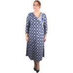 Marineblaue Casual Langärmelige V-Ausschnitt Sommerkleider aus Polyester für Damen Größe 5 XL Große Größen für den für den Sommer 