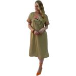 Braune Casual Kurzärmelige V-Ausschnitt Sommerkleider aus Baumwolle für Damen Größe 3 XL Große Größen für den für den Sommer 