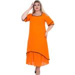 Orange Casual Halblangärmelige Sommerkleider aus Baumwolle für Damen Größe 3 XL Große Größen für den für den Sommer 