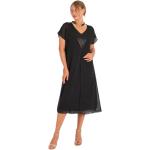 Fierte Damen-Kleid in Übergröße Lm84420, V-Ausschnitt, Paillettendetail, Chiffon