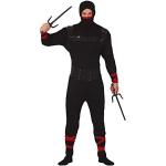 FIESTAS GUIRCA Schwarzer Power Ninja Herren Kostüm| Größe L 52 – 54 inkl. Sturmhaube, Shirt mit Gürteln, Gürtel, Bänder u. Hose - für Karneval/Fasching oder Halloween