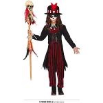 Fiestas Guirca Voodoo Hexe – Schwarz Rotes Mädchen Kostüm inkl. Zylinder, Mantel mit Oberteil und Hose Alter 10-12 Jahre Für Karneval/Fasching, Halloween, Themen Partys