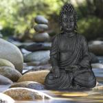 Reduzierte Graue Asiatische 40 cm Buddha-Gartenfiguren aus Kunststein frostfest 