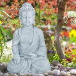 Reduzierte Graue Asiatische Buddha-Gartenfiguren aus Metall frostfest 
