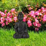 Reduzierte Graue Asiatische 30 cm Buddha-Gartenfiguren aus Kunststein frostfest 
