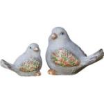 Blaue Deko Vögel aus Terrakotta 2-teilig 
