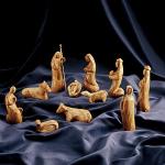 Moderne Krippenfiguren Handgeschnitzt aus Olivenholz 11-teilig 
