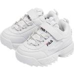 Weiße Fila Disruptor Low Sneaker mit Klettverschluss Leicht für Kinder Größe 20 