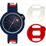 Rote 5 Bar wasserdichte Wasserdichte Runde Quarz Herrenarmbanduhren aus Silikon mit Analog-Zifferblatt mit Kunststoff-Uhrenglas mit Silikonarmband 