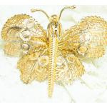 Goldene Vintage Schmetterling Broschen mit Insekten-Motiv 