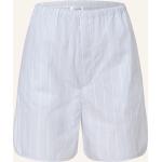 Hellblaue Gestreifte Filippa K Nachhaltige High Waist Shorts aus Baumwolle für Damen Größe S 