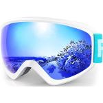 Findway K3 Skibrille Snowboardbrille Kinder - Ski Snowboard Brille Brillenträger Schneebrille Verspiegelt für Kinder Jungen und Mädchen 3 4 5 6 7 8 9 10 11 12 Jahre OTG Anti-UV Anti-Fog (Blau)