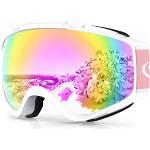 Findway Skibrille, Snowboard Brille für Brillenträger Herren Damen Erwachsene Jugendliche OTG UV-Schutz Kompatibler Helm Anti Fog Skibrillen Sphärisch Verspiegelt