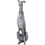 Silberne 25 cm Dekohunde mit Tiermotiv aus Aluminium 