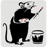 Reduzierte Banksy Malschablonen mit Maus-Motiv 