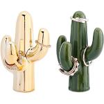 Reduzierte Ringhalter mit Kaktus-Motiv poliert aus Porzellan 