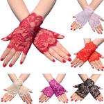 Bordeauxrote Fingerlose Handschuhe & Halbfinger-Handschuhe aus Mesh für Damen für die Braut für den für den Sommer 