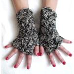 Schwarze Fingerlose Handschuhe & Halbfinger-Handschuhe aus Tweed für Damen Einheitsgröße 
