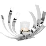 Silberne 27 cm Fink Living Kandelaber & Kerzenleuchter mit Sonnenaufgang-Motiv glänzend 