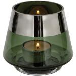 Dunkelgrüne 9 cm Fink Living Jona Runde Teelichthalter aus Glas mundgeblasen 