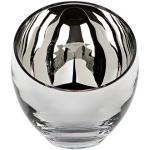 Silberne 11 cm Fink Living Runde Teelichthalter glänzend aus Glas 
