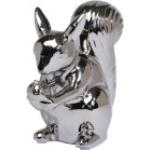Silberne 11 cm Fink Living Tierfiguren mit Eichhörnchenmotiv glänzend aus Keramik 