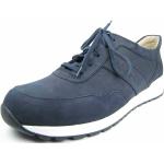 Reduzierte Marineblaue Elegante Finn Comfort Runde Low Sneaker mit Schnürsenkel in Breitweite aus Nubukleder Rutschfest für Herren Größe 42 
