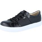 Schwarze Finn Comfort Low Sneaker mit Schnürsenkel in Breitweite aus Leder mit herausnehmbarem Fußbett für Damen Größe 39 