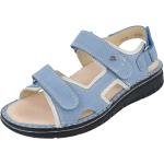 Hellblaue Finn Comfort Outdoor-Sandalen mit Klettverschluss in Normalweite aus Glattleder für Damen Größe 39 für den für den Sommer 