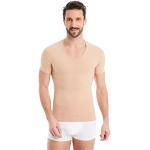 FINN figurformendes Kompressions-Unterhemd Herren - Shapewear Kurzarm Shirt mit Bauch-Weg Effekt - Body-Shaper für Männer aus Baumwolle Unsichtbare Hautfarbe Nude L