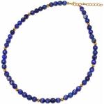 Reduzierte Blaue FIRETTI Edelsteinketten vergoldet aus Gold mit Lapislazuli handgemacht für Damen zum Muttertag 