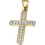 Reduzierte Silberne FIRETTI Kreuzanhänger aus Gold mit Zirkonia für Damen zum Jubiläum 