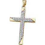 Silberne FIRETTI Kreuzanhänger aus Gold mit Zirkonia für Damen zum Jubiläum 