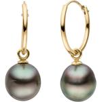 Silberne Elegante FIRETTI Damencreolen aus Gold 10 Karat mit Echte Perle zum Jubiläum 