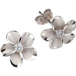 Silberne FIRETTI Blumenohrstecker aus Stahl mit Zirkonia für Damen zum Jubiläum 