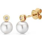 Reduzierte Silberne FIRETTI Perlenohrstecker aus Gold 14 Karat mit Echte Perle für Damen 