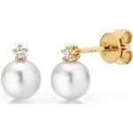 Reduzierte Goldene Elegante FIRETTI Perlenohrstecker aus Gold 14 Karat mit Echte Perle für Damen 
