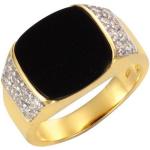 Schwarze FIRETTI Vergoldete Ringe aus Silber mit Achat für Herren 