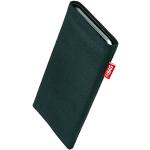 fitBAG Rave Smaragd Handytasche Tasche aus Textil-Stoff mit Microfaserinnenfutter für Huawei P30 | Hülle mit Reinigungsfunktion | Made in Germany