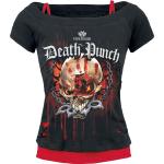 Schwarze Five Finger Death Punch U-Boot-Ausschnitt T-Shirts mit Cutwork für Damen Größe XXL für Festivals 