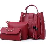 Burgundfarbene Elegante Handtaschen Sets aus Glattleder für Damen klein 